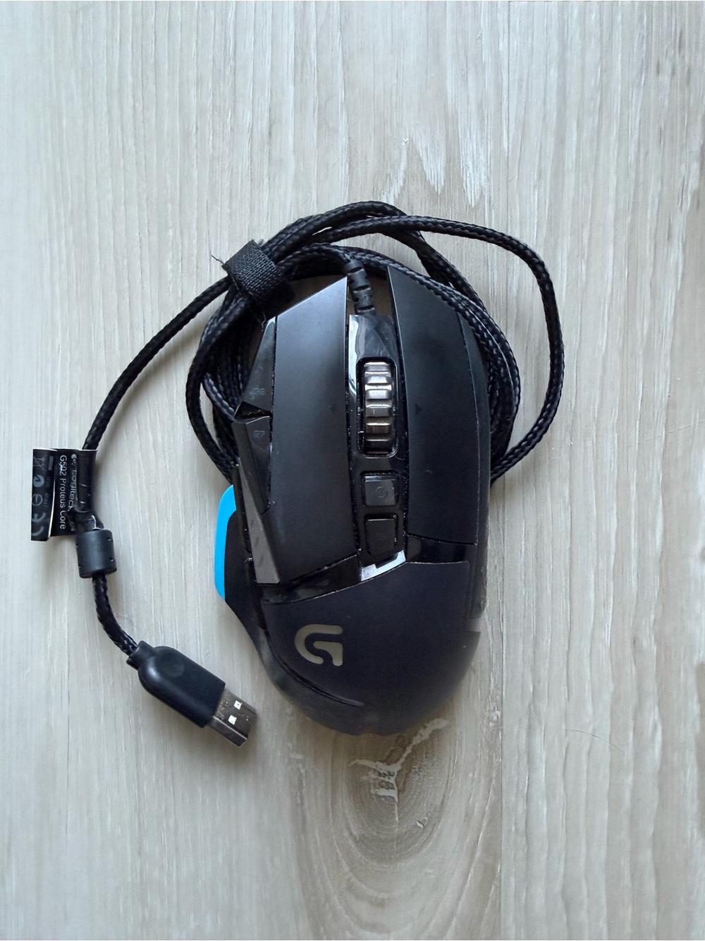 Logitech Black Wired Gaming Mouse with Blue Accent